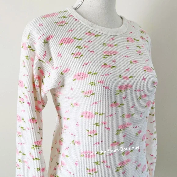 Rare Vintage 90s Dainty Floral Long Sleeve Thermal ASO Rachel Green in Friends - Picture 10 of 11